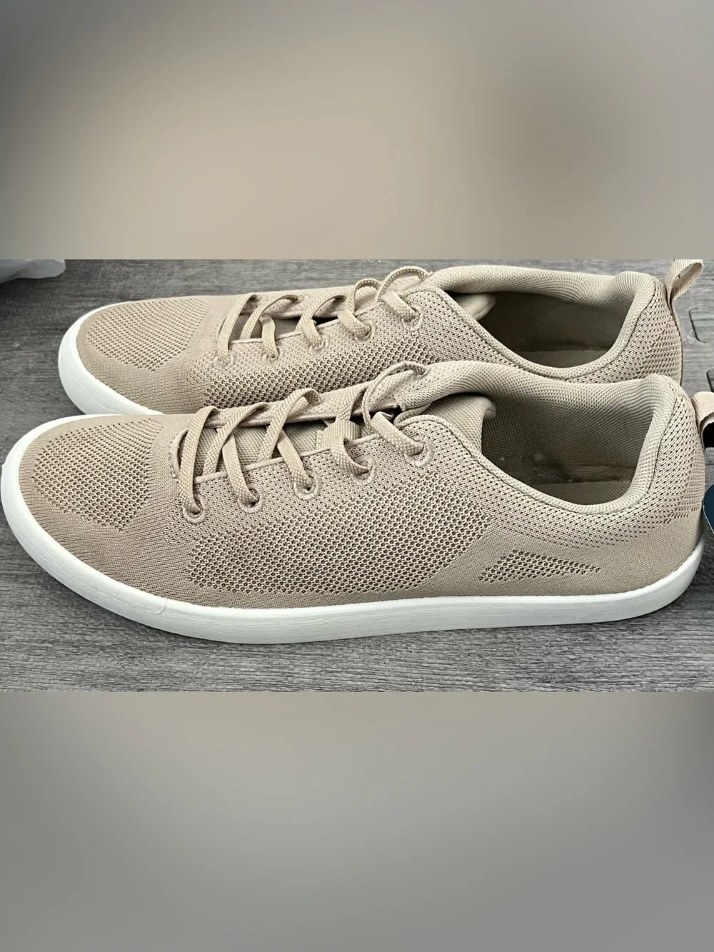 George Men's Beige Knit Lace-Up Low Top Athletic Sneakers Casual Solid